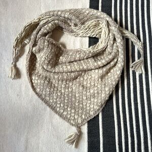 Grey and White Knit Shawl/ Scarf